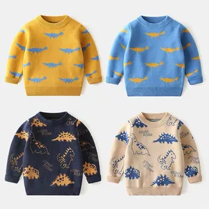 Usine directement vente automne hiver enfant en bas âge enfants bébé garçon fille conception unique col rond tricoté pull pull haut