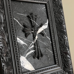 Quadro Decorativo in Stile Moderno con Intaglio a Croce in Marmo <span class=keywords><strong>Nero</strong></span> Calacatta e Cornice in Legno Massello Intagliato in Stile Europeo - Product Image 5