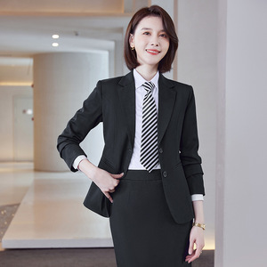 Women's Formal Suit Set Blue Polyester Anti-Wrinkle Full Sleeve Spring Workwear - Product Image 3