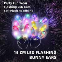 Serre-tête lumineux créatif en forme d'oreilles de lapin, idéal pour les fêtes et spectacles, avec sequins et peluche, pour la vente en gros