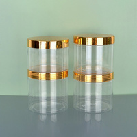 Kunststoffdose auf Lager Kosmetik-Creme-Verpackung 200g 300g 500g 800g 1000g Transparente Weithalsflasche mit Galvanisiertem Golddeckel