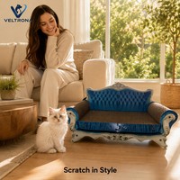 Когтеточка для кошек в викторианском стиле, синяя, декоративная, из гофрированного картона, мини-мебель оптом