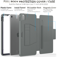 Casing Tablet Kulit PU untuk iPad Air 4/Air 5/Pro 11 Bangun Tidur Otomatis Bisnis Magnetik Dapat Disesuaikan Slot Pensil Berdiri TPU
