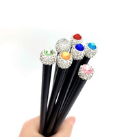 Crayon en bois de Graphite noir imprimé avec Logo personnalisé, multicolore cristal acrylique grand diamant HB 2B crayon