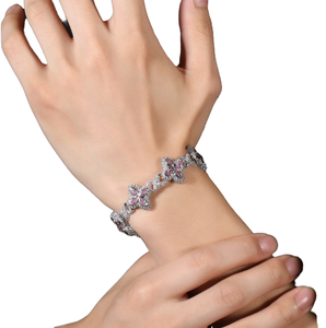 High Quality Unisex 21mm Gold Plated Brass AAAAA CZ Diamond <b>Infinity</b> Pink Gemstone Four Leaf Clover Cuban Link <b>Bracelet</b> FY Brand - Product Image 1
