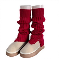 Chaussettes molletonnées grises printemps automne hiver, leggings chauds blanc laiteux JK, genouillères noires en tricot fendues pour femme, usage quotidien en acrylique