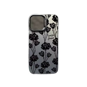Coque <span class=keywords><strong>de</strong></span> téléphone portable en TPU avec impression <span class=keywords><strong>de</strong></span> rose noire, argentée électrolytique, <span class=keywords><strong>pour</strong></span> <span class=keywords><strong>iPhone</strong></span> 8 X Xr Xs 11 12 13 14 15 16 Pro 17 - Product Image 4