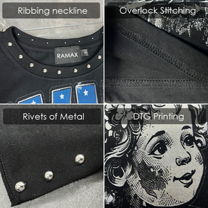 เสื้อยืดแขนกุดผู้ชายแบบมีหมุดประดับเพชรเทียมลายกราฟิกวินเทจรูปนางฟ้า เสื้อกล้ามทรงหลวมสไตล์สตรีทแวร์ ตัดเย็บแบบโอเวอร์ไซส์ รูแขนกว้าง รับผลิตแบบ OEM - Product Image 2
