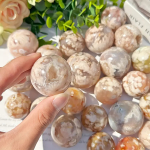 Venta al por Mayor de Esferas de Ágata Cereza Natural Pulida, Piedras de Cristal Curativas, Esfera de Ágata Floral para Decoración del Hogar - Product Image 5