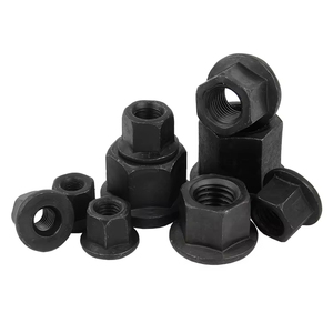 Tùy chỉnh M5 M12 M4 M6 Bolt xoay mặt bích Trailer Lug Nut Carbon thép màu đen lớp 12.9 mặt bích Hex <span class=keywords><strong>Nuts</strong></span> cho máy móc - Product Image 1
