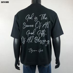 Özel lüks Mock boyun bırak omuz ağır Boxy Tshirt 100% pamuk 320Gsm kalın yüksek yaka boy T shirt erkekler için - Product Image 2