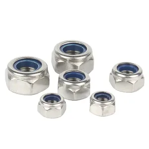 China Factory Wholesale Din985 Stainless Steel Lock Nut M5 5/16 Nylon Insert Lock Nut Self-locking Hexagon lock Nuts