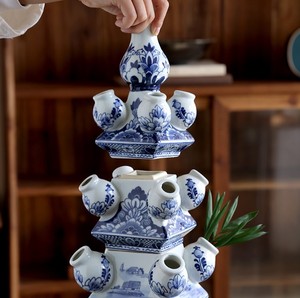 Jarrón de <span class=keywords><strong>Tulipanes</strong></span> con Diseño de Pagoda China Azul y Blanca Tradicional <span class=keywords><strong>para</strong></span> Decoración del Hogar - Product Image 5