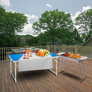 <span class=keywords><strong>Table</strong></span> pliante d'extérieur noire élégante, design en alliage d'<span class=keywords><strong>aluminium</strong></span> portable pour le camping, la plage, le barbecue, avec revêtement imperméable, 1 an de garantie - Product Image 5