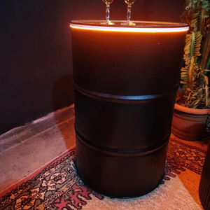 Nueva llegada <span class=keywords><strong>Bar</strong></span> Hookah club nocturno Pub Bistro barril diseño infinito espejo vidrio templado Acero inoxidable Led iluminar Mesa alta - Product Image 2