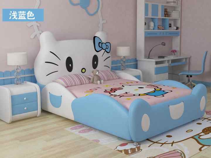 Modern Design Furniture Queen Frame Hello Kitty Bed Girl Cartoon Double Wood Children Beds for Kids