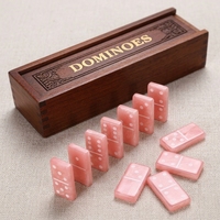 Jeu de dominos en résine rose, 28 pièces, jeu éducatif familial et de voyage, personnalisable
