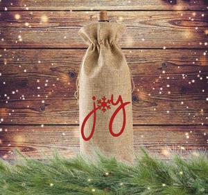 Sacs à vin décoratifs amusants en broderie recyclable pour l'emballage, la décoration de la cuisine et les cadeaux de fête, en toile de jute - Product Image 6