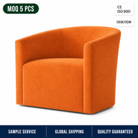 Fauteuil en velours orange, chaise à dossier incurvé pour salon, hôtel, sur mesure OEM ODM