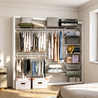 Système d'organisation de placard modulaire mural réglable, étagères de rangement en fil métallique pour vêtements, pour chambre à coucher