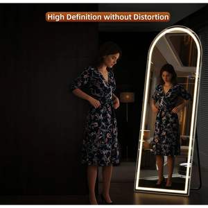 GKMZCGT Full Length Mirror 65x24 Arched LED Lighted Floor Mirror With Stand Aluminum Alloy <b>Frame</b> Modern Design Home Use - Product Image 3