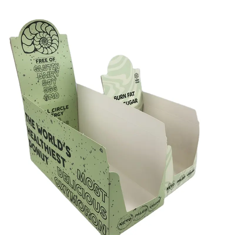 Caixa de embalagem de barra de chocolate ecológica impressa personalizada, balcão de biscoitos e doces, caixas de exibição pop-up para varejo