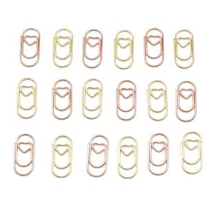 Clips de papel en forma de corazón de 50 mm, clips de metal dorados, plateados y color oro rosa, mini clips de papelería para oficina, para notas y documentos - Product Image 4