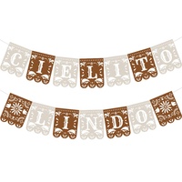 Bannière mexicaine Cielito Lindo en papier découpé marron pour fête de naissance, Cinco de Mayo et autres fêtes mexicaines