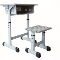 Table d'étude multifonctionnelle moderne en métal pour étudiants avec tiroir à livres et crochet pour sac, bureau inclinable, design anti-pincement pour lycée
