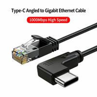 Câble Ethernet Gigabit Type C à RJ45 coudé à 90 degrés, coque en aluminium, négociation automatique 10/100/1000 Mbps, cordon réseau LAN