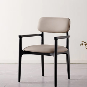 <span class=keywords><strong>Fauteuil</strong></span> de salle à manger moderne en bois de frêne massif avec assise en similicuir rembourré pour usage domestique/restaurant (Koweït, EAU, Australie) - Product Image 2