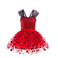 Nuevo Vestido Tutú de Verano con Estampado de Puntos y Antifaz para Niñas, Disfraces de TV/Películas, Vestido de Princesa de Manga Corta de Poliéster para Cumpleaños Infantiles
