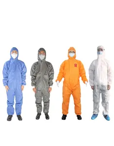 喷漆安全PPE工作服短信50gsm蓝色无纺布防护工作服免费样品供应5B 6B型连帽套装