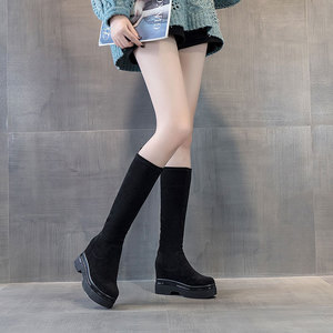Haute Qualité Logo Personnalisé Femelle Bout Rond Intérieure Surélévation Long <span class=keywords><strong>Bottes</strong></span> Lady Chunky Talon <span class=keywords><strong>Bottes</strong></span> Femmes à Hauteur Du Genou <span class=keywords><strong>Bottes</strong></span> Pour Dames - Product Image 4