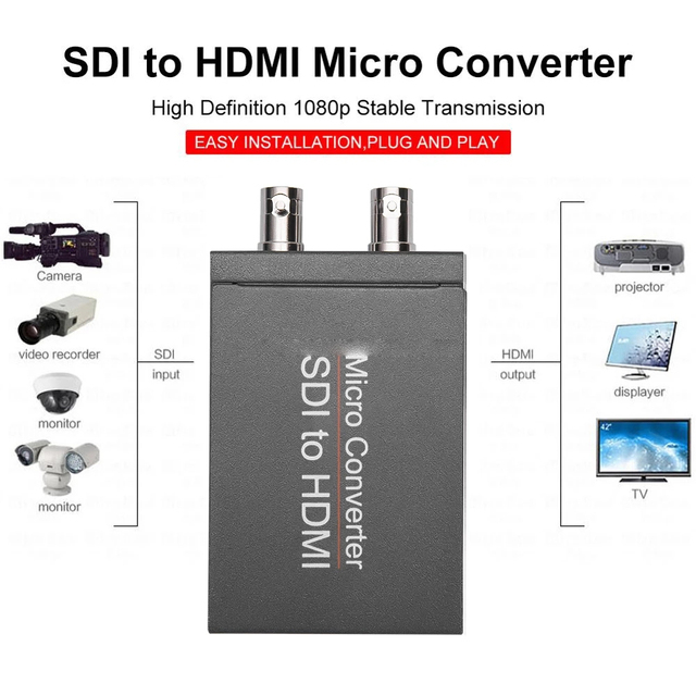 Xput Micro SDI to HDMI Micro Converter Support HD SDI Signal Synchronized Audio Video Conversion Adapter for Camera