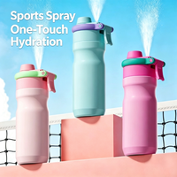 Bouteilles d'eau isothermes en acier inoxydable à double paroi avec logo personnalisé, gourde sport à pulvérisation sous vide avec paille pour l'école et les voyages