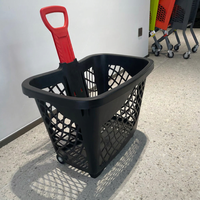 Caddie de courses en plastique avec poignée rouge pour supermarché et épicerie