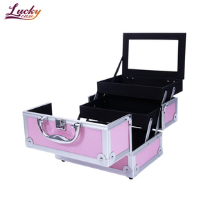 Customize Professional Beauty <strong>Case</strong> Waterproof Portable <strong>Aluminum</strong> <strong>Travel</strong> Cosmetic <strong>Case</strong> with Dual Opening Top Handle - Product Image 2