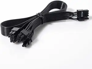 PCIE Cable For Corsair 25" 18awg Male To Male PSU 8 Pin To Dual 6+2 Pin GPU Power Cable For Modular Power Supply 65CM+15CM