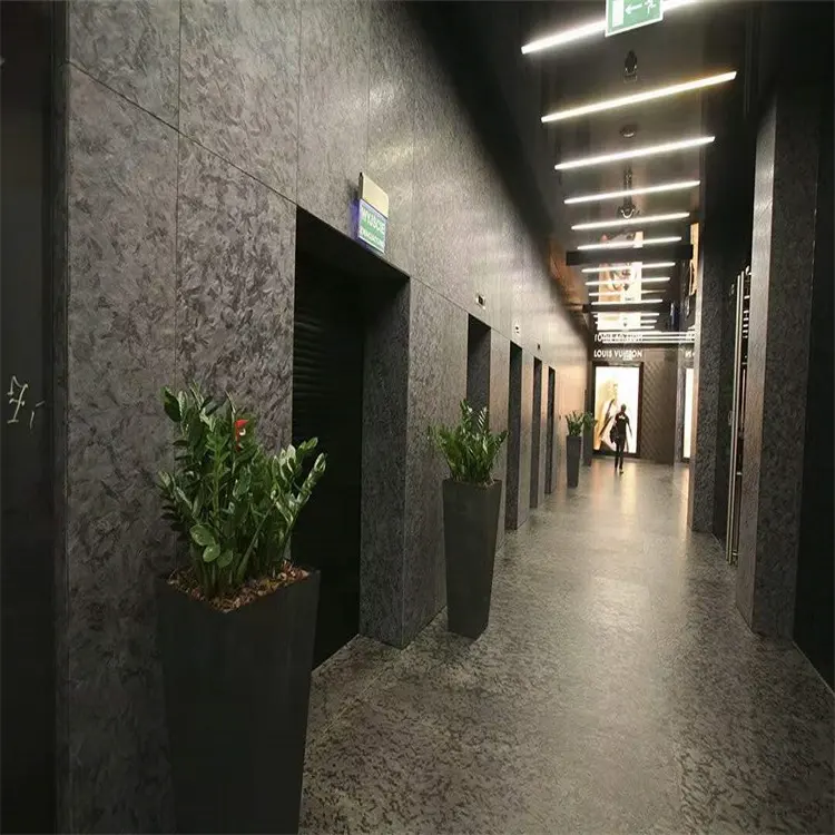 Matrix preto acabamento de couro granito slabs para casas de luxo