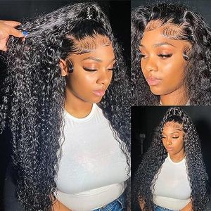 Brazilian <b>Deep</b> <b>Wave</b> Lace Front <b>Wig</b> Transparent Lace Natural Black 150% Density Long Human Hair <b>Wig</b> for Women - Product Image 5