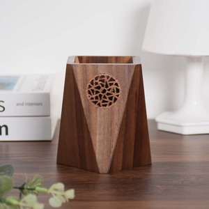 Porte-stylo en bois de noyer noir, forme carrée, 10x7,5x7,5 cm, design géométrique, rangement de bureau - Product Image 3