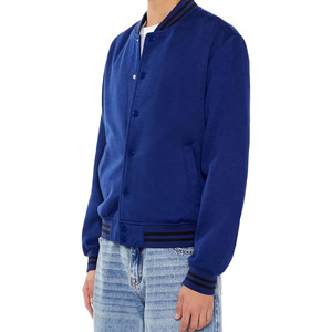 Men Stand Collar Fleece Breathable Eco-Friendly Winter Varsity Jacket Casual Outerwear OEM <b>Covered</b> <b>Button</b> Closure - Product Image 3