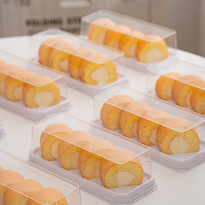 Nhựa trong suốt bánh bao bì hộp khăn cuộn Swiss CuộN nướng bánh ngọt món tráng miệng Container hình chữ nhật Bánh hộp - Product Image 5