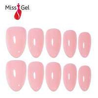 Ongles artificiels à presser en ABS, 32 pièces, rose clair, forme amande, brillants, doux, réutilisables, pour manucure des doigts