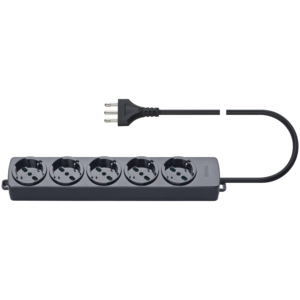 Power Strip 5 Way 34.1 Cm Black Cable Universal Plug <b>Socket</b> <b>Extension</b> - Product Image 1