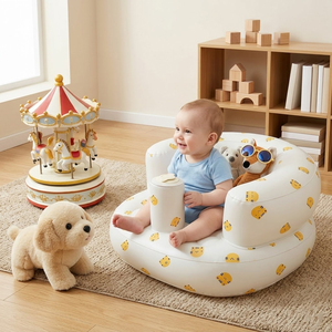 Sofá Inflable para Bebés de <span class=keywords><strong>3</strong></span>+ Meses con Barrera y Bomba de Aire Integrada para Dormitorio, Sala de Estar, Viajes, Camping, Diseño de Tigre - Product Image 3