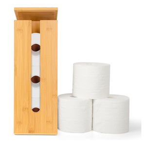 Boîte de rangement pour papier toilette en bambou, rectangulaire, écologique, organiseur de bureau pour la salle de bain - Product Image 1