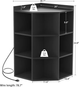 Étagère d'<span class=keywords><strong>angle</strong></span>, armoire de rangement noire pour le rangement des jouets, idéale pour les petits espaces, chambre à coucher, salon - Product Image 3
