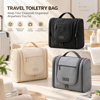 Trousse de Toilette de Voyage Multifonctionnelle en Polyester à Double Ouverture, Capacité Moyenne, Imperméable, Fermeture Éclair, Rangement Suspendu